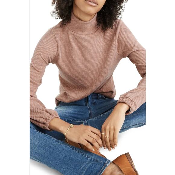 Madewell Heathered Rose‎ Bubble-Sleeve Swing Turtleneck Size Small - Picture 2 of 10